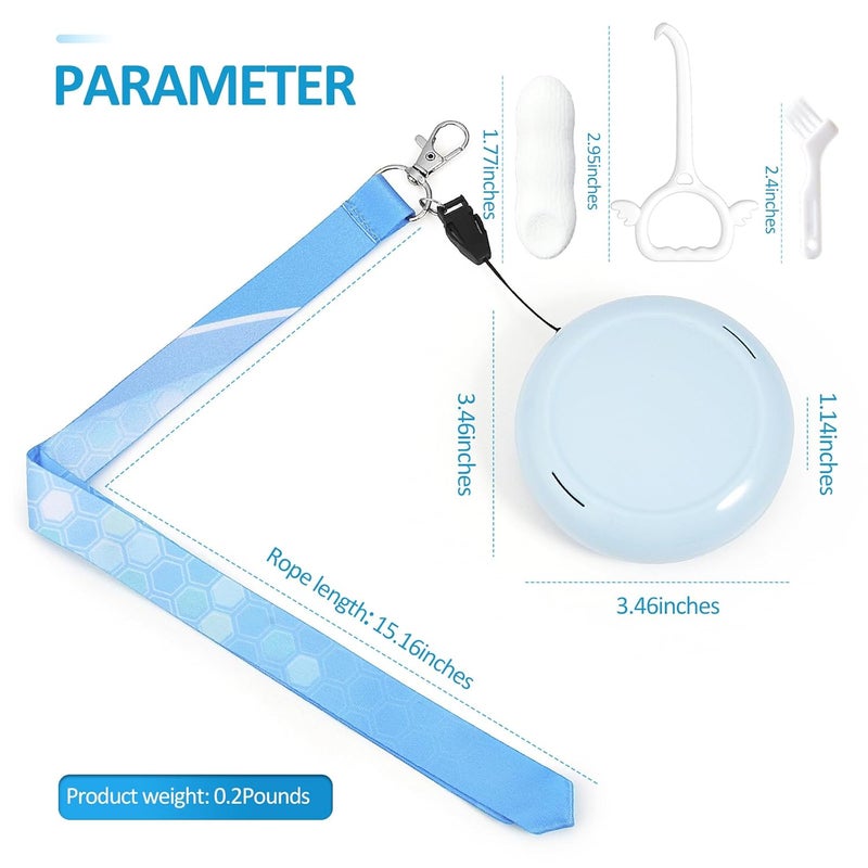 Gaboolo Store Retainer Case with Mirror and Lanyard,Slim Aligner Case with Vent Holes,Cute Dental Brace Box with Retainer Removal Tool and Brush (Blue with Lanyard) - Image 2